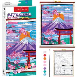 imageFaberCastell Paper Scroll Painting Kit Mount Fuji  Hanging Wall Art with PrePrinted Design ReadytoHang DIY Painting Craft for Kids and Easter Basket Stuffers 1 Scroll 8 Paints1 BrushMount Fuji