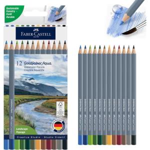 imageFaberCastell Goldfaber Aqua Watercolor Pencils Landscape Colored Pencils for Portraits Dual Use Wet or Dry BreakResistant Cores Art Supplies for Teens amp Adults 12 Count