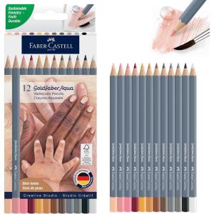 imageFaberCastell Goldfaber Aqua Watercolor Pencils Skin Tone Colored Pencils for Portraits Dual Use Wet or Dry BreakResistant Cores Art Supplies for Teens amp Adults 12 Count